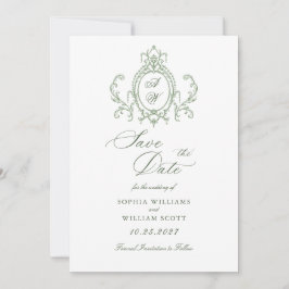 Victoriaans  Grace Floral Sage Green Wedding Save The Date
