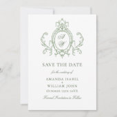 Victoriaans Grace Floral Sage Green Wedding Save The Date (Voorkant)