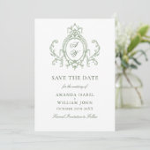 Victoriaans Grace Floral Sage Green Wedding Save The Date (Staand voorkant)