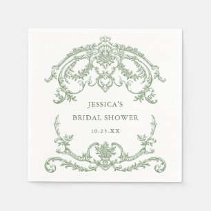 Victoriaans Grace Floral Sage Green Wedding Servet