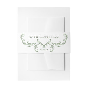 Victoriaans  Grace Floral Sage Green Wedding Uitnodigingen Wikkel