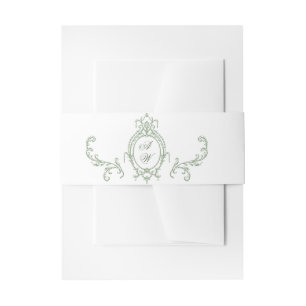 Victoriaans  Grace Floral Sage Green Wedding Uitnodigingen Wikkel