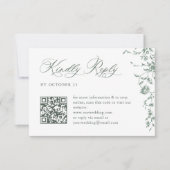 Victoriaans  Grace Floral Sage QR code Trouwen RSVP Kaartje (Voorkant)