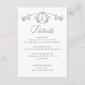 Victoriaans  Grace Floral Sage Wedding Details Informatiekaartje (Voorkant)