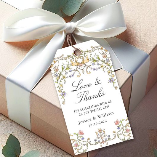 Victoriaans  Grace Floral Wedding Cadeaulabel