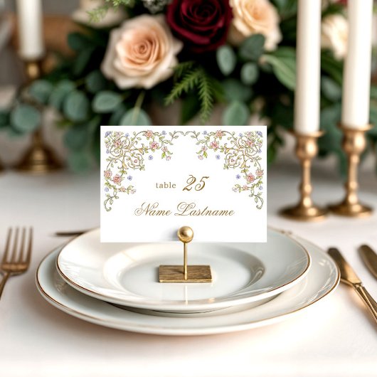 Victoriaans  Grace Floral Wedding Place Card Kaart