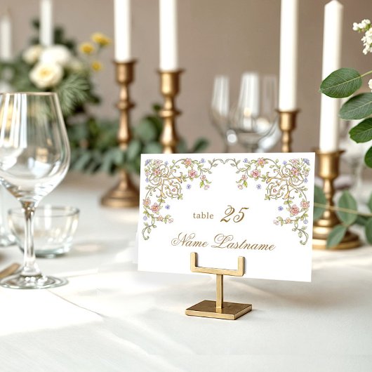 Victoriaans  Grace Floral Wedding Place Card Kaart