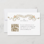 Victoriaans  Grace Floral Wedding QR-code RSVP Kaartje (Voorkant)