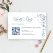 Victoriaans  Grace Floral Wedding QR-code RSVP Kaartje