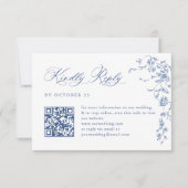 Victoriaans  Grace Floral Wedding QR-code RSVP Kaartje (Voorkant)