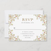 Victoriaans  Grace Floral Wedding RSVP Kaartje (Voorkant)