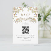 Victoriaans  Grace Floral Wedding RSVP QR-code (Staand voorkant)