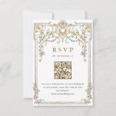 Victoriaans  Grace Floral Wedding RSVP QR-code Kaartje (Voorkant)