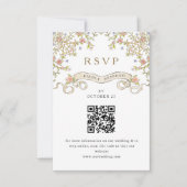 Victoriaans  Grace Floral Wedding RSVP QR-code Kaartje (Voorkant)