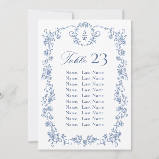 Victoriaans  Grace Floral Zitting Chart Kaart (Voorkant)