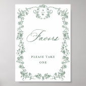 Victoriaans  Grace Green Flower Favors Sign Poster (Voorkant)