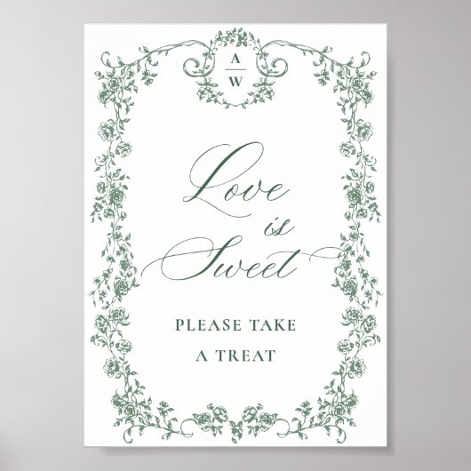 Victoriaans  Grace Green Flower Love is Sweet Poster (Voorkant)