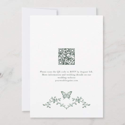 Victoriaans Grace Green QR code bruiloft Kaart (Achterkant)