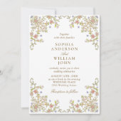 Victoriaans  Grace Pastel Floral Wedding Kaart (Voorkant)