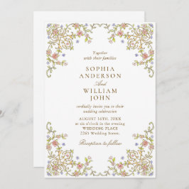 Victoriaans  Grace Pastel Floral Wedding Kaart