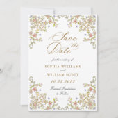 Victoriaans  Grace Pastel Floral Wedding Save The Date (Voorkant)