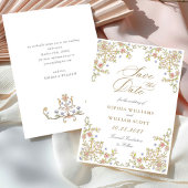 Victoriaans  Grace Pastel Floral Wedding Save The Date