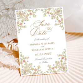 Victoriaans  Grace Pastel Floral Wedding Save The Date