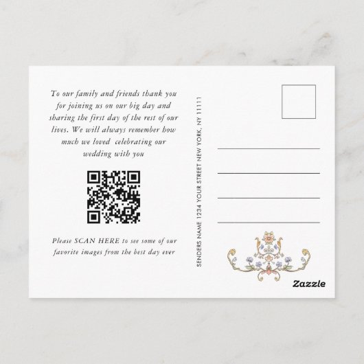 Victoriaans  Grace QR code Foto Dank U Briefkaart (Achterkant)