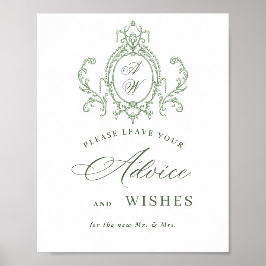 Victoriaans  Grace Sage Green Advies & Wishes Poster (Voorkant)