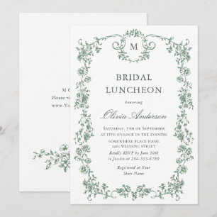 Victoriaans Grace Sage Green BRIDAL LUNCHEON Kaart