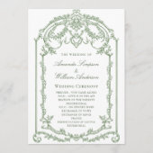 Victoriaans  Grace Sage Green bruiloft ceremonie Programmakaart (Voorkant)