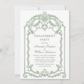 Victoriaans  Grace Sage Green ENGAGEMENT PARTY Kaart (Voorkant)