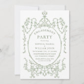 Victoriaans Grace Sage Green ENGAGEMENT PARTY Kaart (Voorkant)