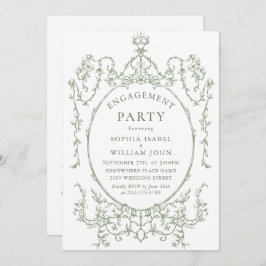Victoriaans  Grace Sage Green ENGAGEMENT PARTY Kaart