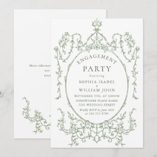 Victoriaans Grace Sage Green ENGAGEMENT PARTY Kaart
