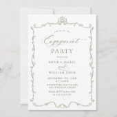 Victoriaans Grace Sage Green ENGAGEMENT PARTY Kaart (Voorkant)