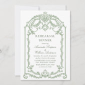 Victoriaans  Grace Sage Green Repetitie Diner Kaart (Voorkant)