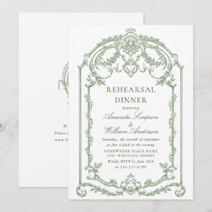 Victoriaans  Grace Sage Green Repetitie Diner Kaart