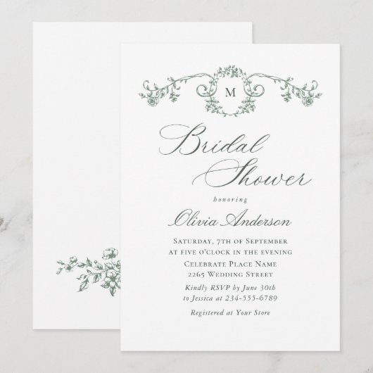 Victoriaans  Grace Sage Green VRIJGEZELLENFEEST Kaart (Voorkant / Achterkant)