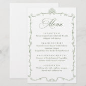 Victoriaans Grace Sage Green Wedding Menu (Voorkant / Achterkant)