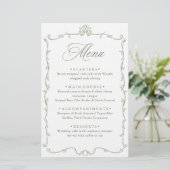 Victoriaans Grace Sage Green Wedding Menu (Staand voorkant)