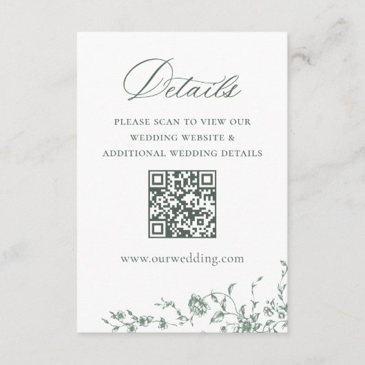 Victoriaans  Grace Wedding QR code Details Informatiekaartje (Voorkant)