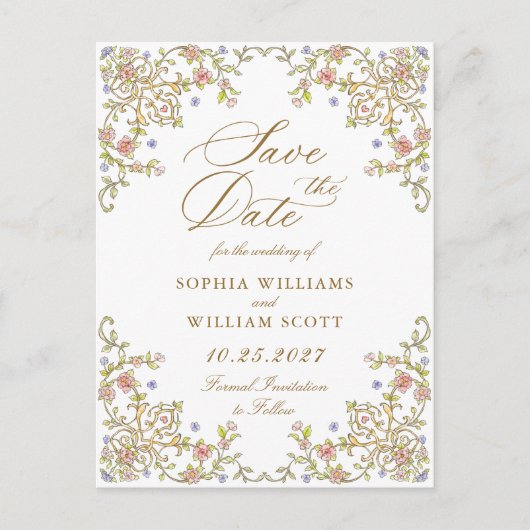 Victoriaans  Grace Wedding Save the Date Briefkaart (Voorkant)