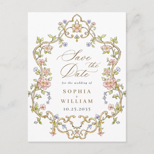 Victoriaans  Grace Wedding Save the Date Briefkaart (Voorkant)