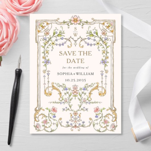 Victoriaans  Grace Wedding Save the Date Briefkaart