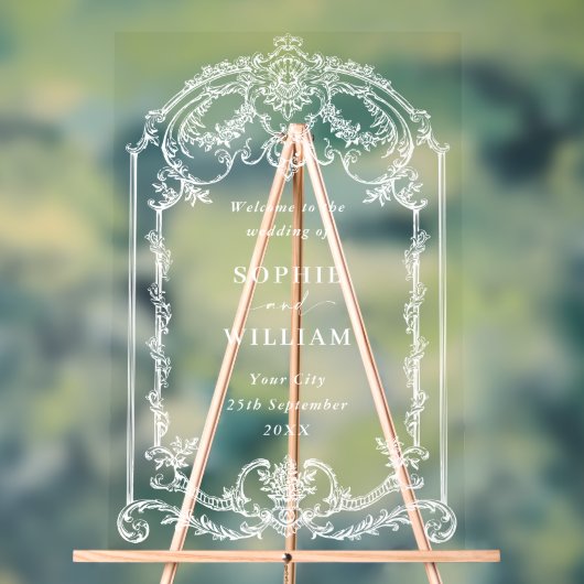 Victoriaans  Grace Wedding WELKOM Wedding Acryl Bord (Neutraal)