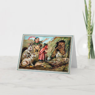 Victoriaans Great Owl-kerstkaart Feestdagen Kaart