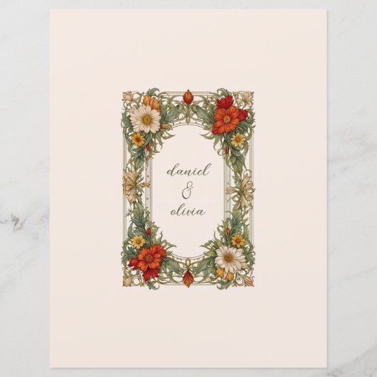 Victoriaans  grens met Wildflower Weddi Menu (Achterkant)