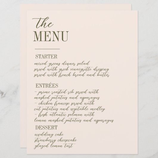 Victoriaans grens met Wildflower Weddi Menu (Voorkant / Achterkant)