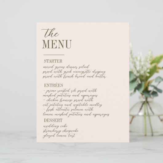 Victoriaans  grens met Wildflower Weddi Menu (Staand voorkant)